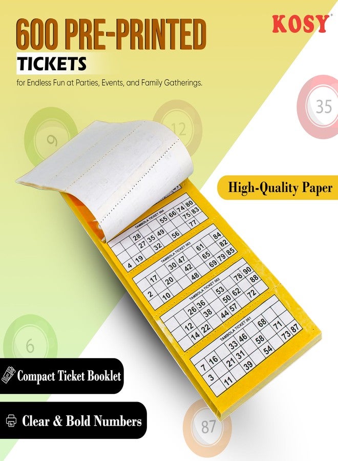 KOSY مجموعة ألعاب KOSY Tambola Lotto House مع 600 تذكرة ولوحة أرقام وقطع لعب - متعة للحفلات والتجمعات العائلية. - Image 4